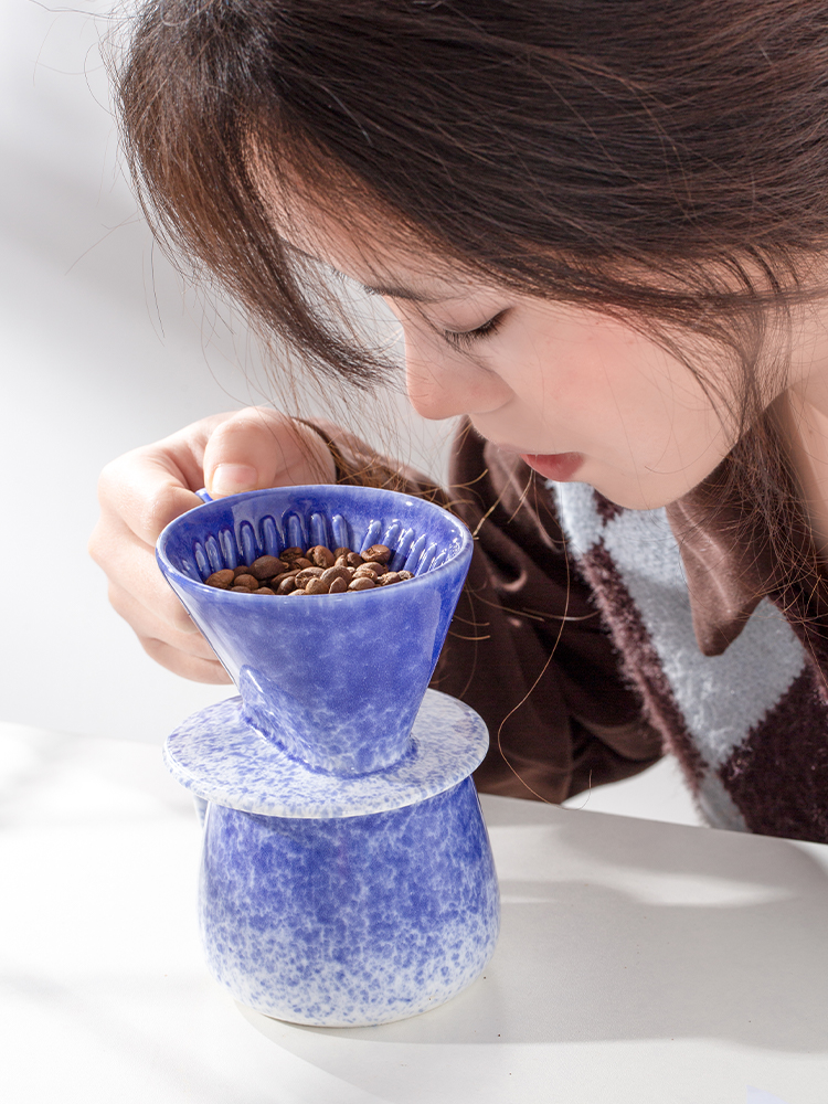 koonan窑变梯形滤杯陶瓷扇形滤杯手冲咖啡滤杯单孔陶瓷滤杯过滤杯-图2