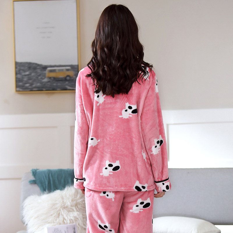 秋冬季保暖套装加绒可爱珊瑚绒睡衣 柏缇朵睡衣/家居服套装
