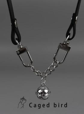 笼中鸟铃铛项圈女带链子黑色颈男锁骨链颈环甜辣妹脖颈链脖choker