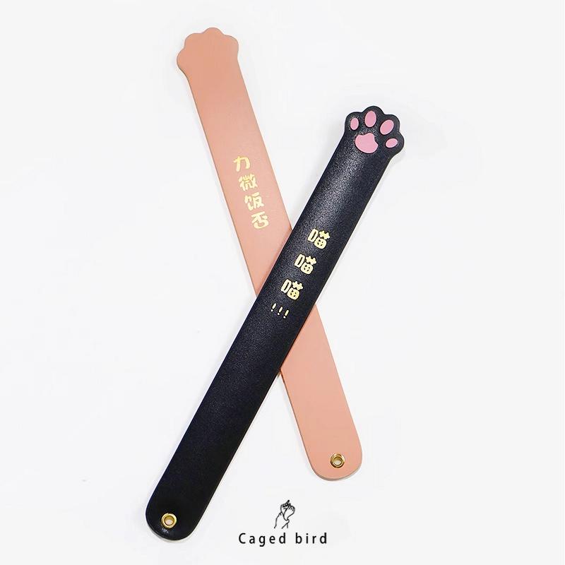 猫爪拍立体肉垫留爪印SP小圈实践工具皮拍子皮鞭皮革戒尺粉色可爱 - 图1