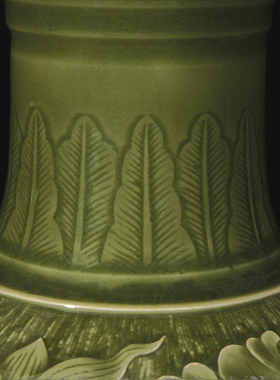 龙泉青瓷黄汉弟缠枝牡丹凤尾瓶手工中式陶瓷花瓶摆件艺术摆件