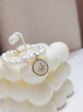 法式天然淡水珍珠手链女抽拉式