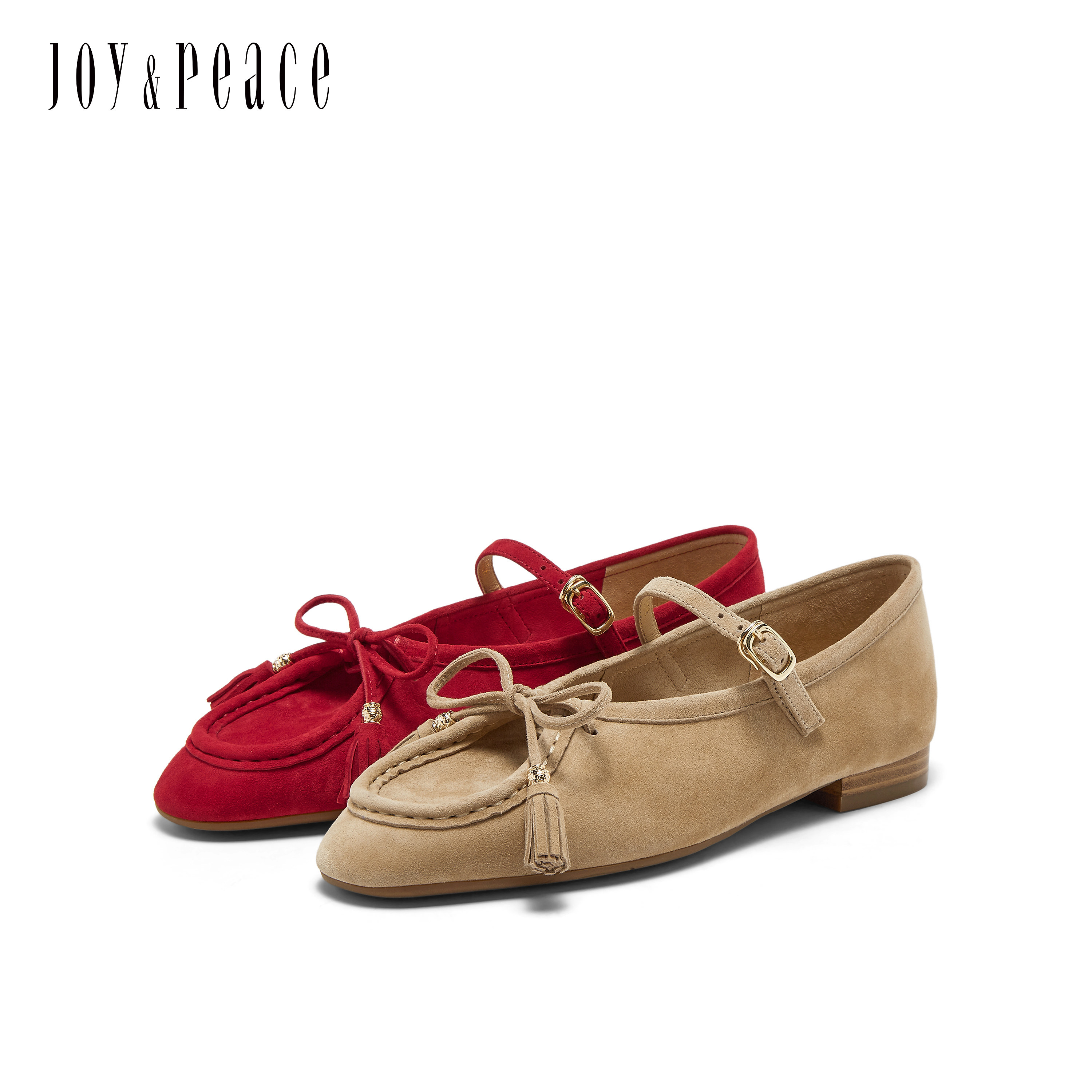 真美诗2026春新款羊皮绒面流苏蝴蝶结平底单鞋玛丽珍鞋女YOK89AQ6,淘宝优惠券,粉丝福利购,淘宝优惠卷