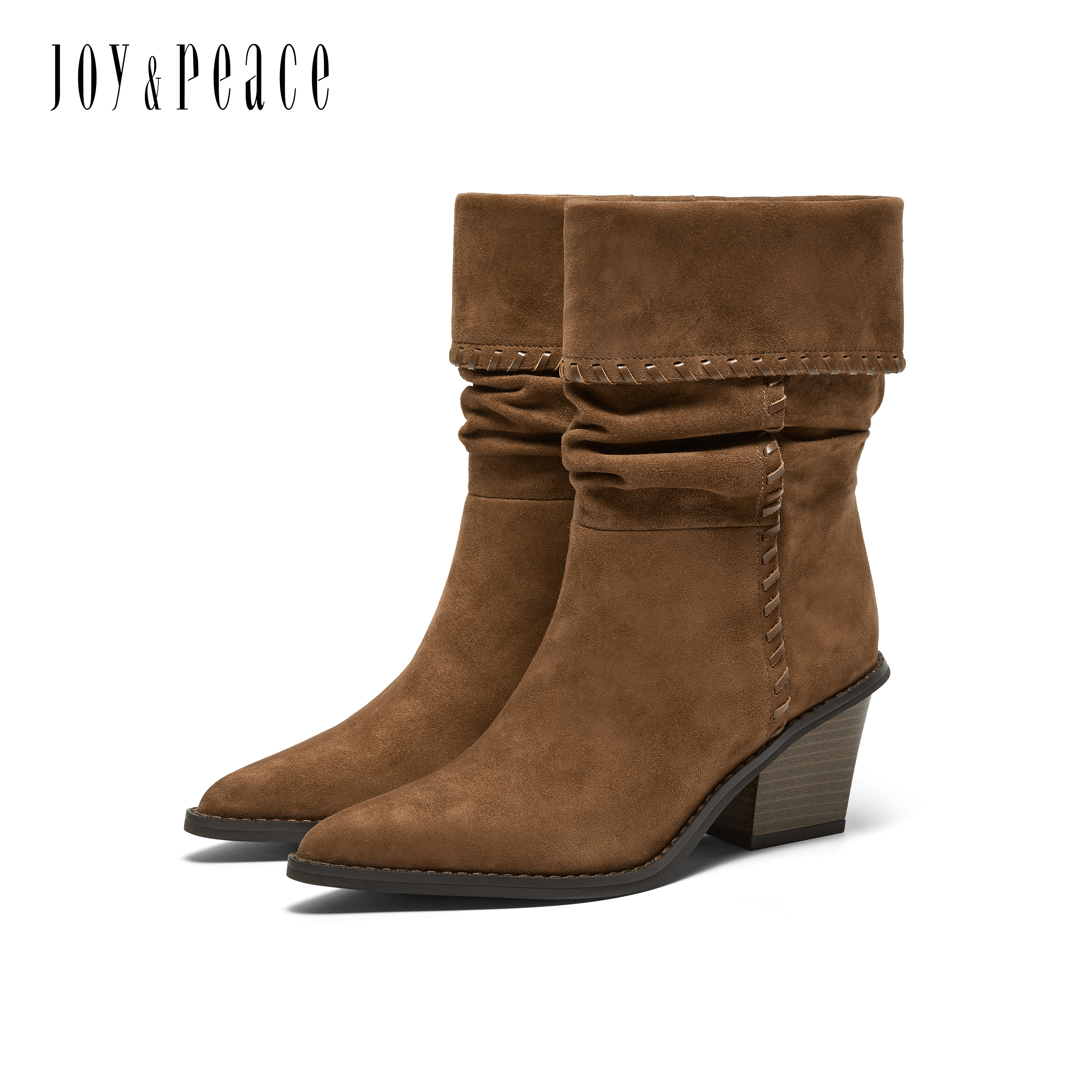 真美诗2025冬季新款羊皮自由松弛翻领堆堆靴西部靴短靴女YZG24DZ5,淘宝优惠券,粉丝福利购,淘宝优惠卷