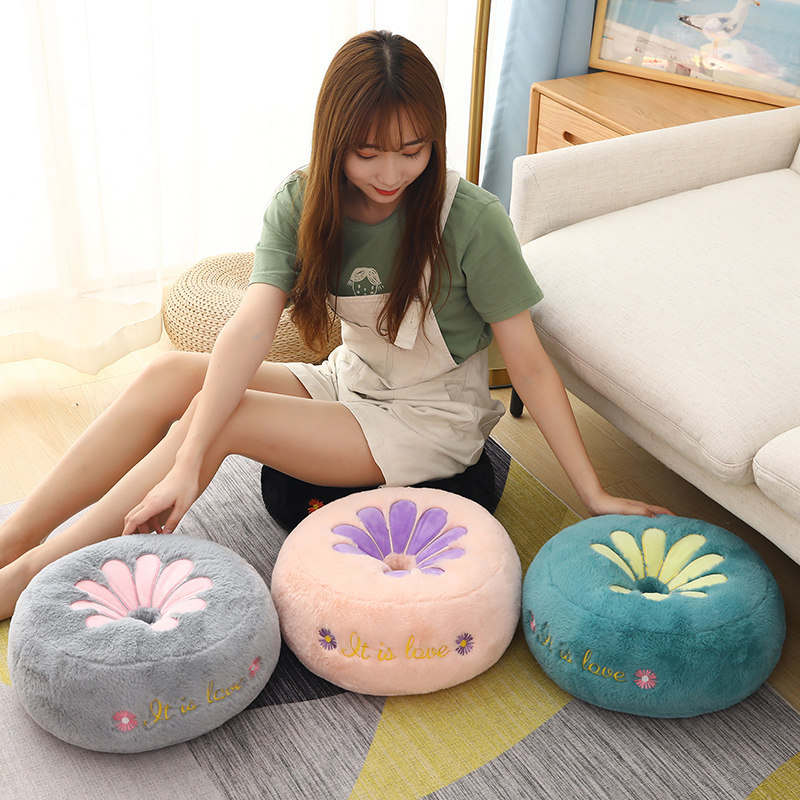 可爱蒲团毛绒坐垫加厚圆形地板垫家用地上榻榻米垫客厅日式窗台垫