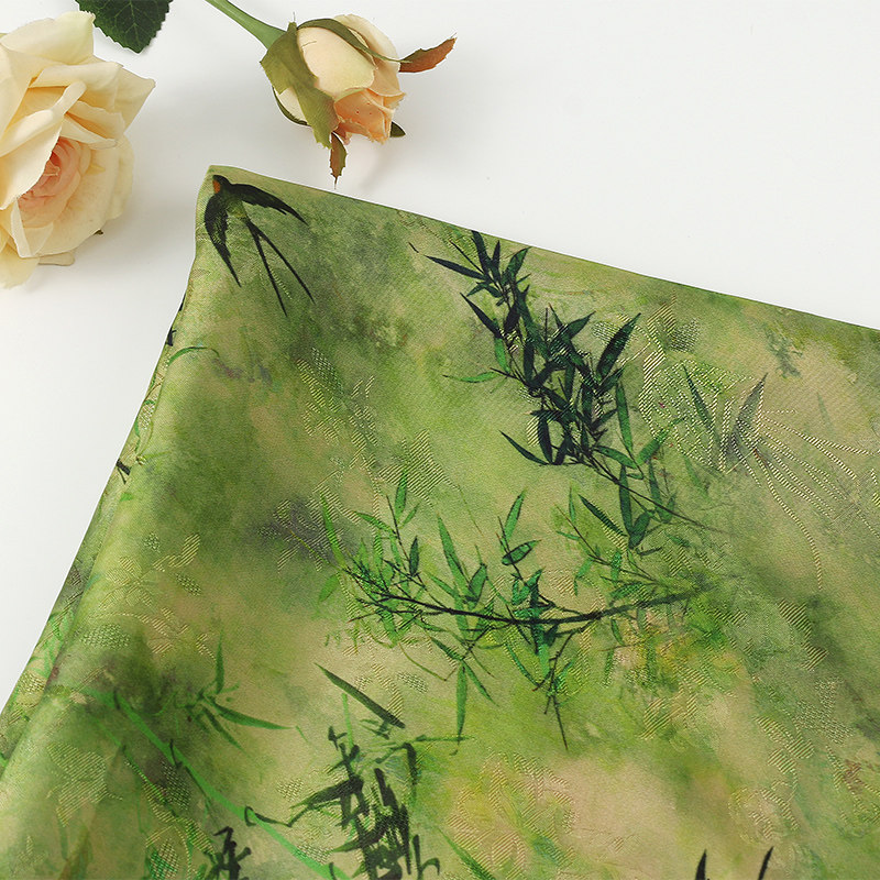 全人丝香云纱印花面料 新中式旗袍连衣裙汉服面料  印花面料现货,淘宝优惠券,粉丝福利购,淘宝优惠卷