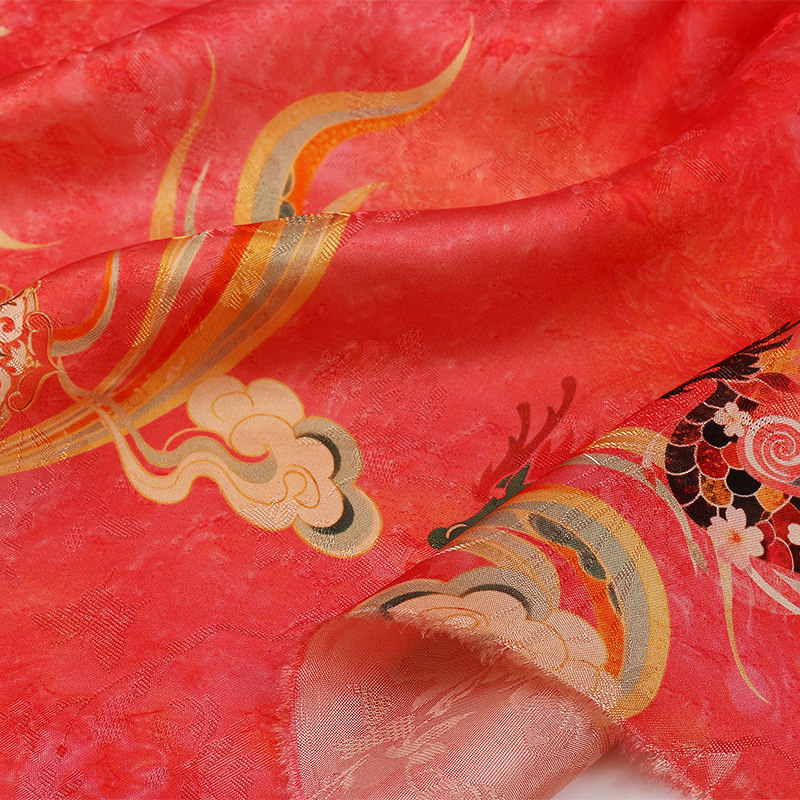 全人丝香云纱印花面料 春夏连衣裙旗袍童装女装面料飞龙缎面花布,淘宝优惠券,粉丝福利购,淘宝优惠卷