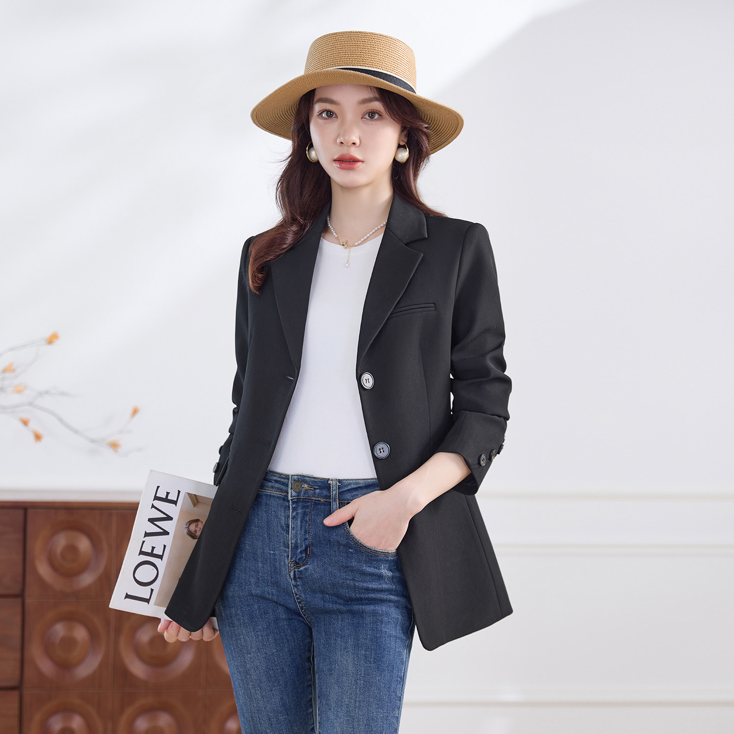 洋气时尚橘红色西装外套女春季新款三粒扣休闲通勤气质西服上衣,淘宝优惠券,粉丝福利购,淘宝优惠卷