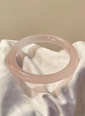 天然和田玉手镯圆条藕粉高冰种粉色玉镯正品玉髓西柚粉新疆镯子