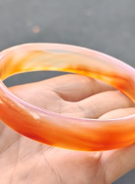 特大码天然玛瑙手镯巴西红玛瑙玉手镯子女加肥加大号200-300斤