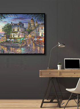 数字油画手绘DIY涂鸦丙烯现代画家城市风景 建筑油画装饰休闲减压