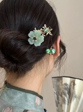 黑檀木流苏发簪现代日常旗袍发饰