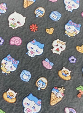 可爱甜品冰激凌吉伊卡哇美甲贴纸