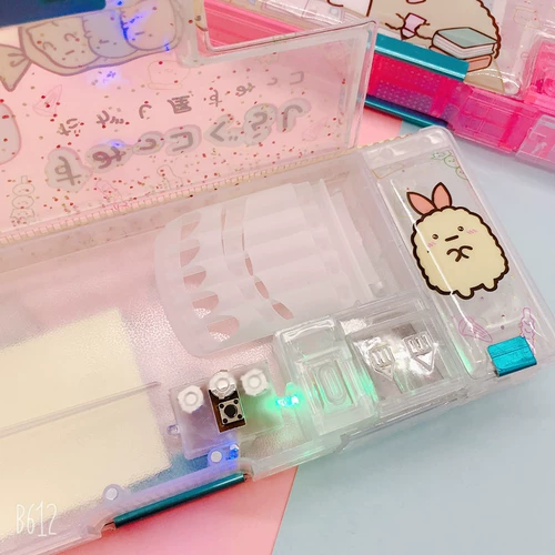 Двусторонний магнитный милый японский универсальный пластиковый пенал, мигающий свет