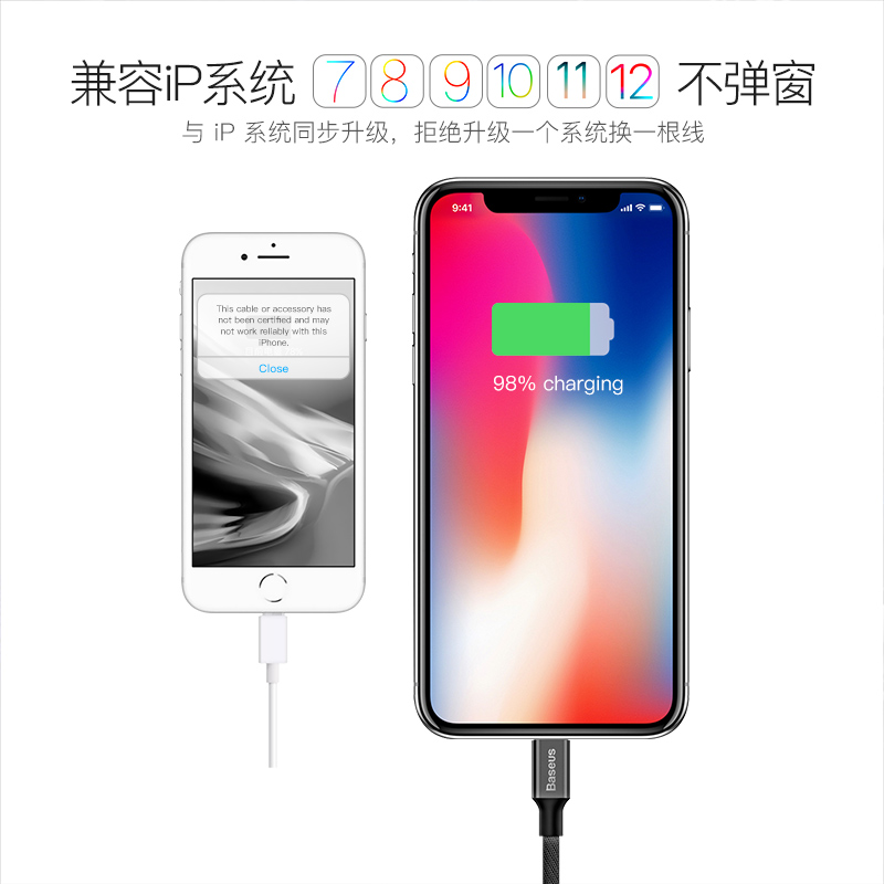 倍思适用于苹果数据线短0.5米快充iPhone13xs12xr11充电线8ipad76编织14原装USB接口12W加长3米车载Lightning-图2