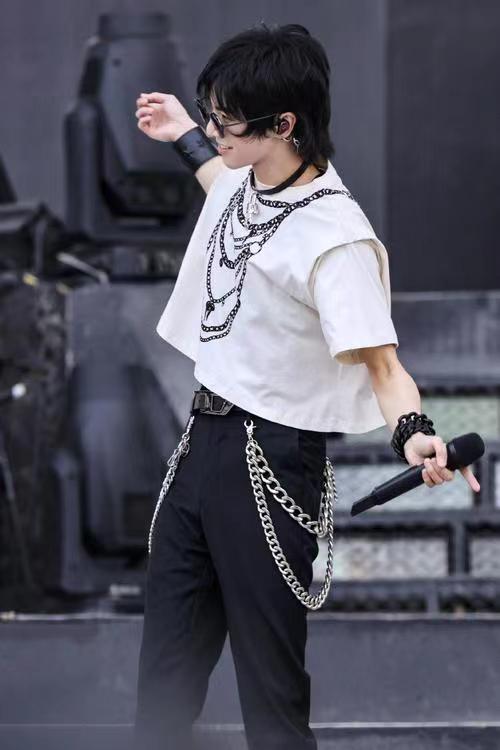 明星华晨宇演唱会同款印花短袖T恤23年夏季新款短款纯棉上衣男女 - 图2