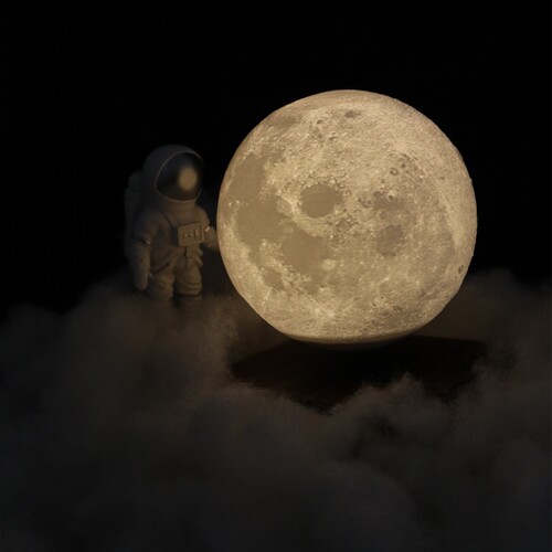 磁悬浮月球灯3D打印月亮床头星球灯卧室摆件创意星空灯悬浮台灯 - 图0