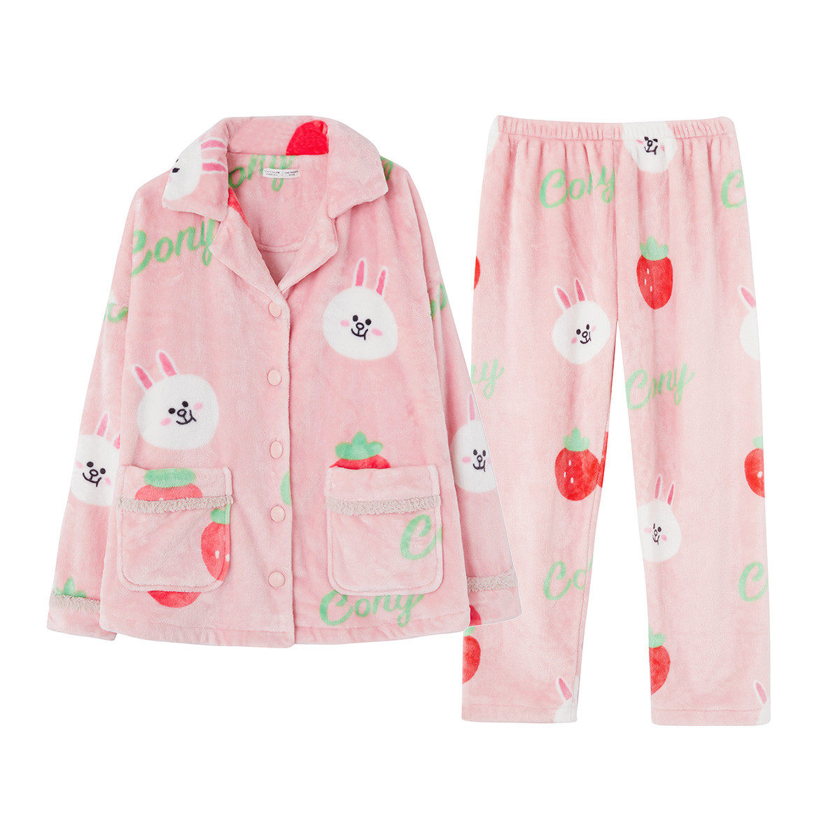 芬腾秋冬布朗熊可爱加绒珊瑚绒睡衣 芬腾润诚睡衣/家居服套装