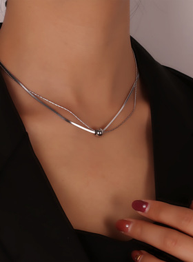 项链不掉色女式钛钢高级小众设计感轻奢百搭锁骨链男女通用禁欲风