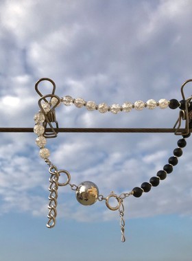 拉子们的宝藏店铺黑白阴阳玛瑙项链可拆卸小众设计千禧y2kchoker