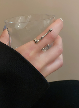 韩风金属蝴蝶开口戒指设计冷淡