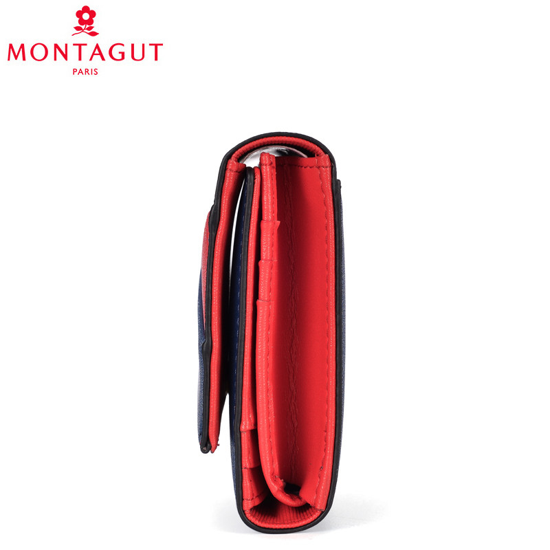 梦特娇女长款2020新款牛皮撞色钱包 montagut梦特娇宾莱钱包