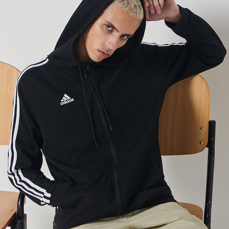 阿迪达斯连帽外套男女士秋季上衣 adidas健身猎涉运动茄克/外套