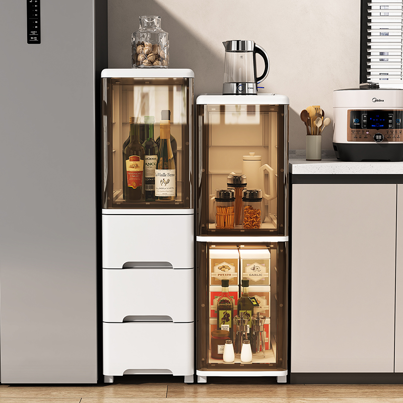 厨房夹缝收纳柜抽屉式冰箱缝隙柜家用卫生间储物柜浴室整理置物架-图0
