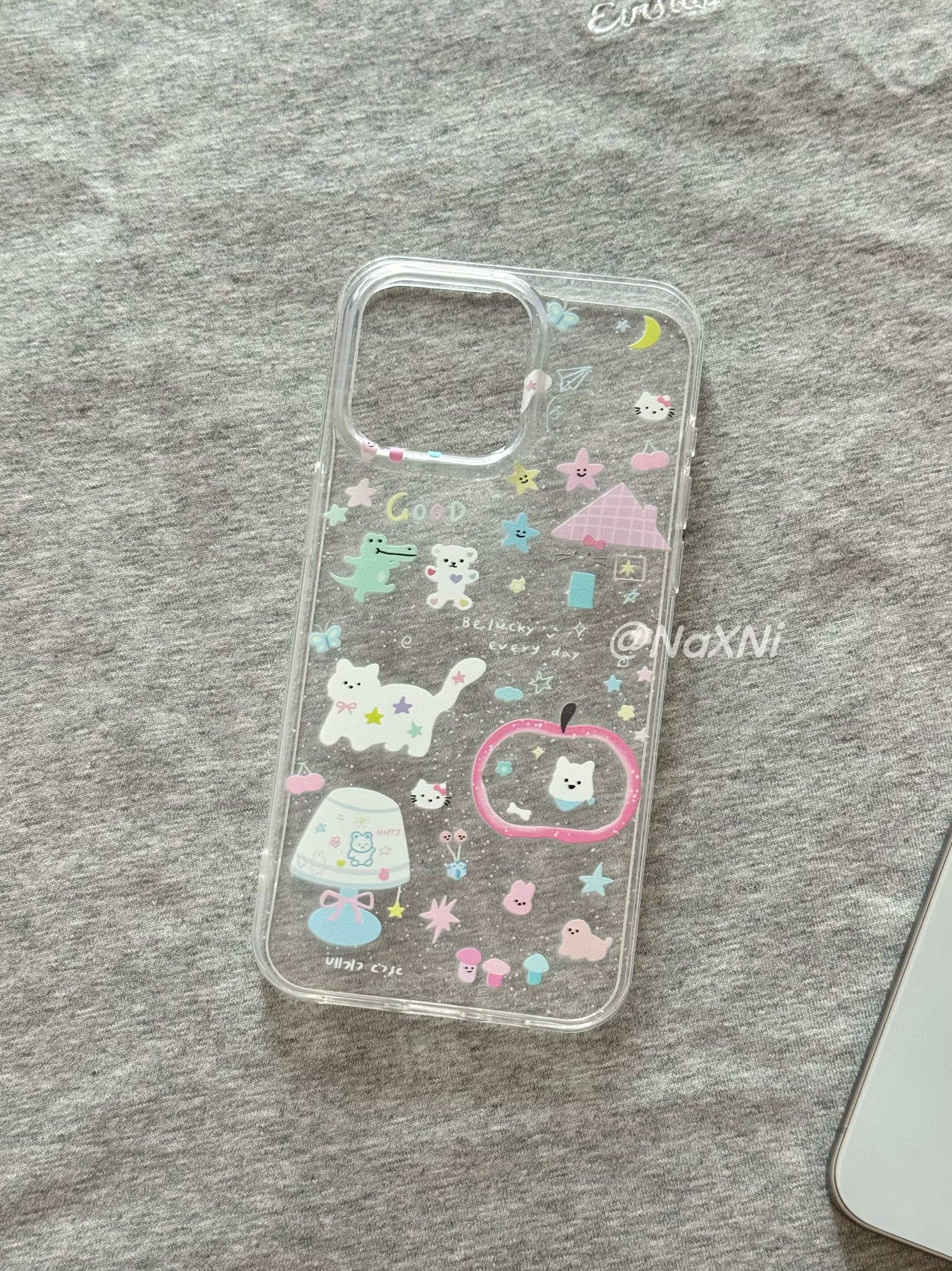 趣味ins风可爱彩色星星猫咪恐龙小熊适用于iPhone17ProMax手机壳新款苹果14pro大孔全包16透明磨砂硅胶软壳