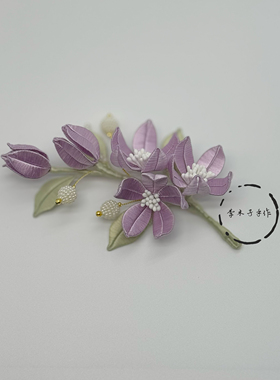 非遗缠花发夹成品紫色简约边夹diy材料包浅色汉服发饰古风头饰