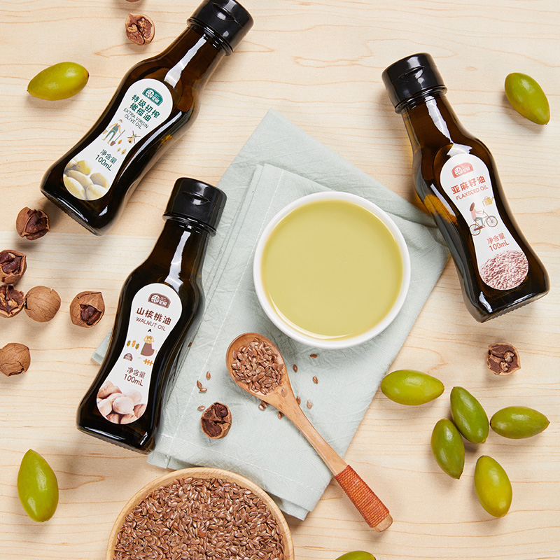 年糕妈妈商城星圃宝宝食用油组合小瓶核桃油亚麻籽油橄榄油6m+  辅食0