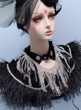 羽毛高贵风新娘缎带项圈专属定制