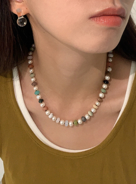 原创天然算盘珠珍珠项链手链女