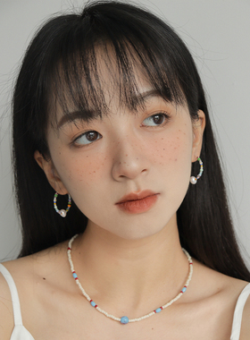原创设计时髦可爱彩色米珠耳环女