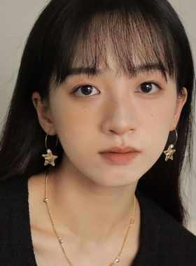 原创法式小众星星美国包金耳环女