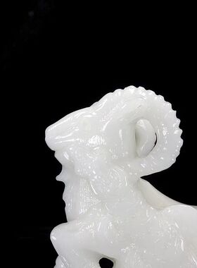 天然白玉石雕刻生肖羊摆件如意吉祥羊客厅玄关电视柜工艺品阿富汗