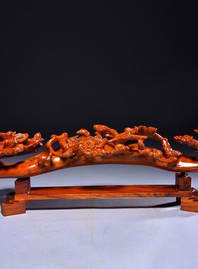 花梨木雕刻喜上眉梢如意摆件红木家居客厅装饰工艺礼品摆饰开业乔