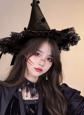 搞怪万圣节帽子超大魔术帽cos服装巫师帽装扮女巫魔女道具魔法帽