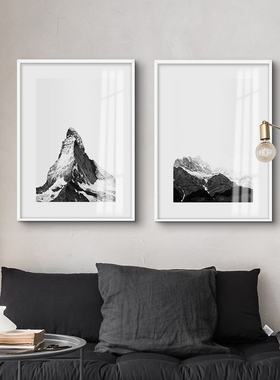 进口黄杨木黑白风景沙发装饰画