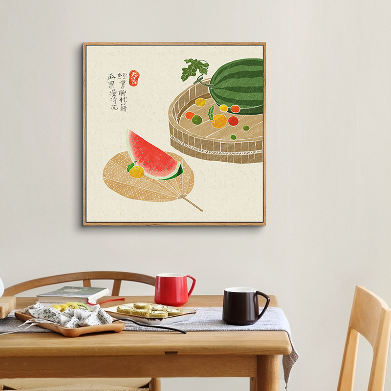 鳟鱼二十四节气餐厅壁画新中式墙面客厅沙发背景墙装饰画饭厅挂画