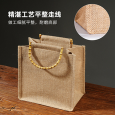 Burlap мешок 竹把手麻布袋手提袋定制黄麻环保购物袋帆布礼品袋拎饭盒袋便当包