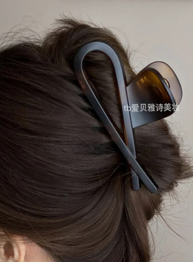 哑光琥珀高级感！鲨鱼夹2024新款大号发量多后脑勺盘发抓夹发夹女