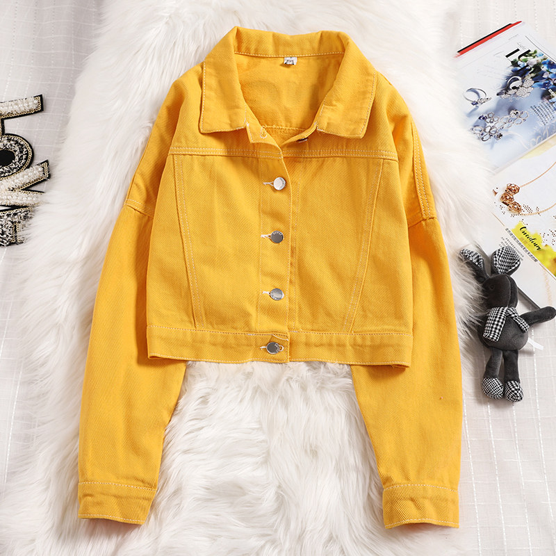 红色牛仔2020春秋新款韩版短外套 花胡猫短外套