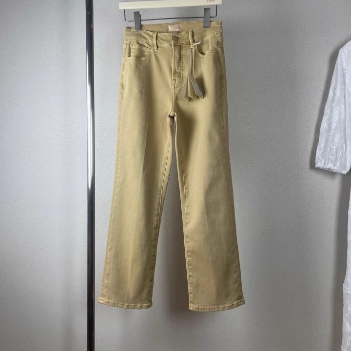 巨显瘦mo25春新款简约卡其色高腰弹力复古小直筒牛仔裤9分气质,淘宝优惠券,粉丝福利购,淘宝优惠卷