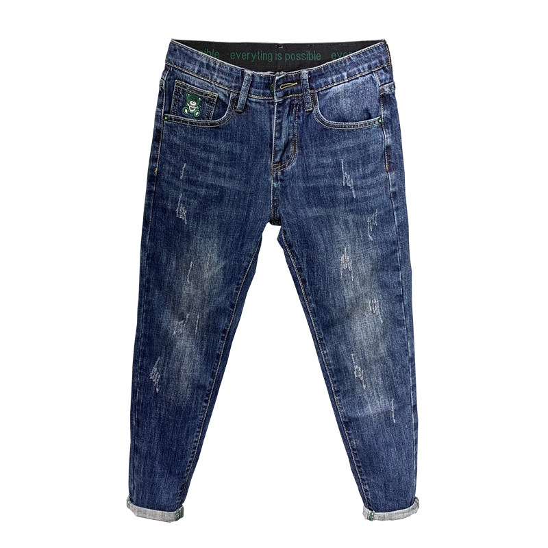 男士牛仔裤男九分裤秋冬新款潮牌蓝色韩版水洗弹力修身小脚长裤子,淘宝优惠券,粉丝福利购,淘宝优惠卷