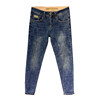 Men's jeans summer slim fit embroidered ninth pants