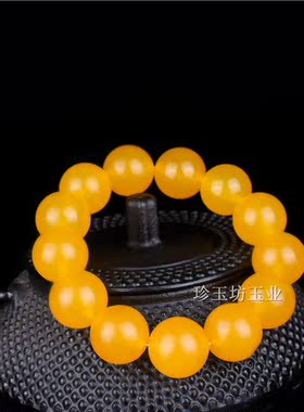 天然云南鸡油黄手链转运珠玉器