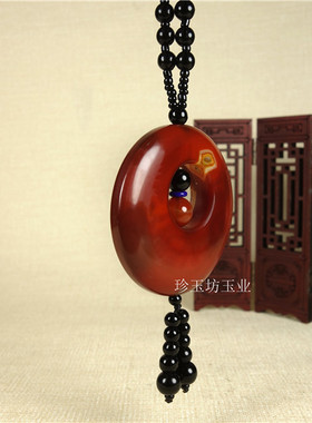 南红玛瑙平安扣挂件毛衣链吊坠
