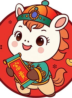 爆款可爱卡通马年墙贴春节贴纸客厅冰箱贴出租房书房装饰防水贴