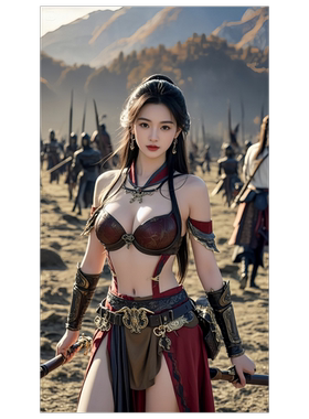 战场英勇女将军贴纸床头床边卧室墙上美少女装饰自粘贴画防水